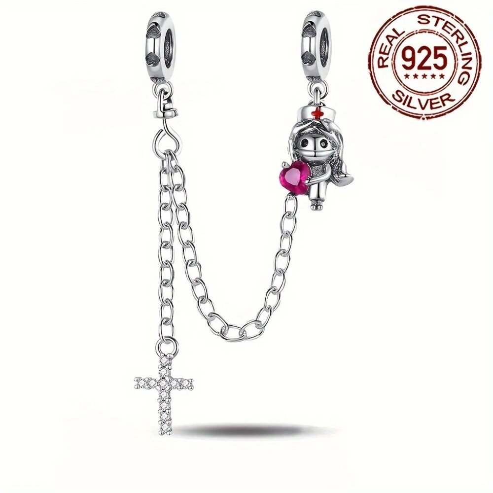 Sterling Silver Nurse Safety Chain for Pandora and all European Bracelets